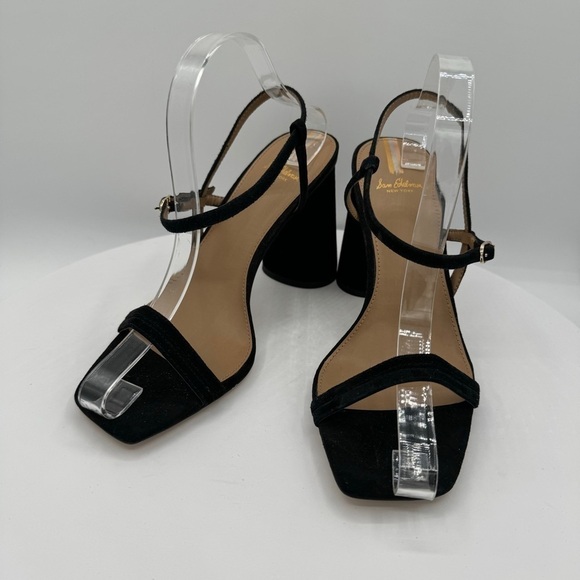Sam Edelman Black‎ Suede Slingback Block Heel Sandals Size 9 - Picture 3 of 8